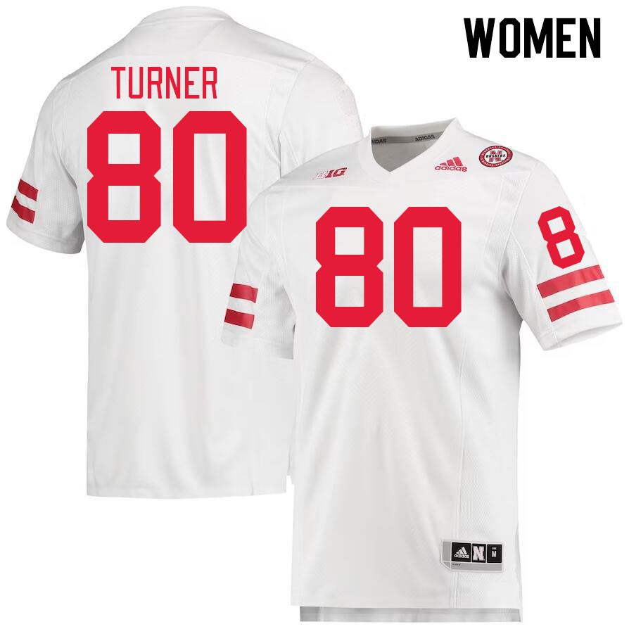 Women #80 Brice Turner Nebraska Cornhuskers College Football Jerseys Stitched Sale-White